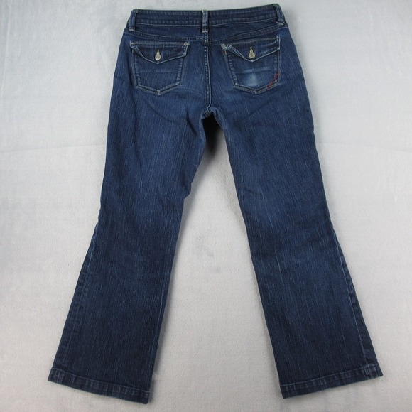 Banana Republic Urban Wide Leg Jeans Womens 08S Blue Dark Wash Low Rise Flare - Picture 10 of 14